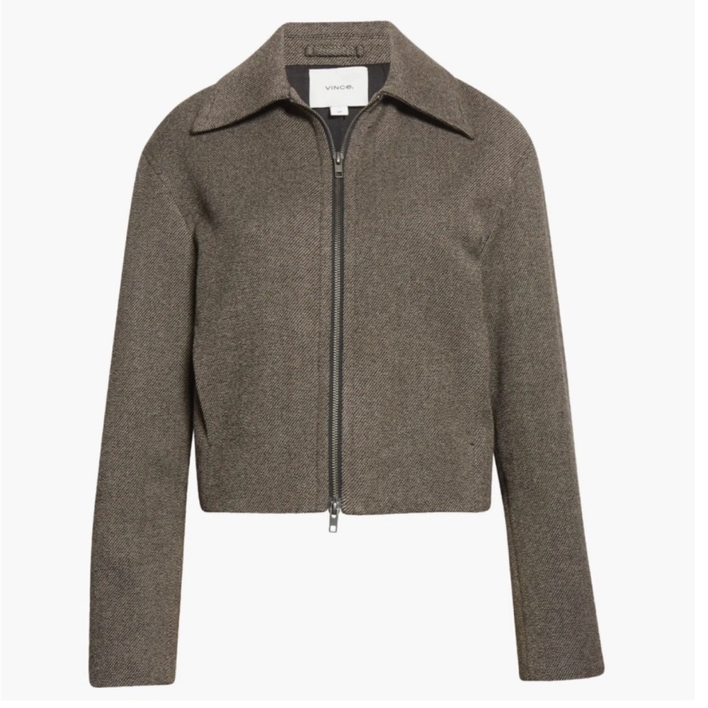 Vince Zip Front Cotton Blend Jacket Size SP